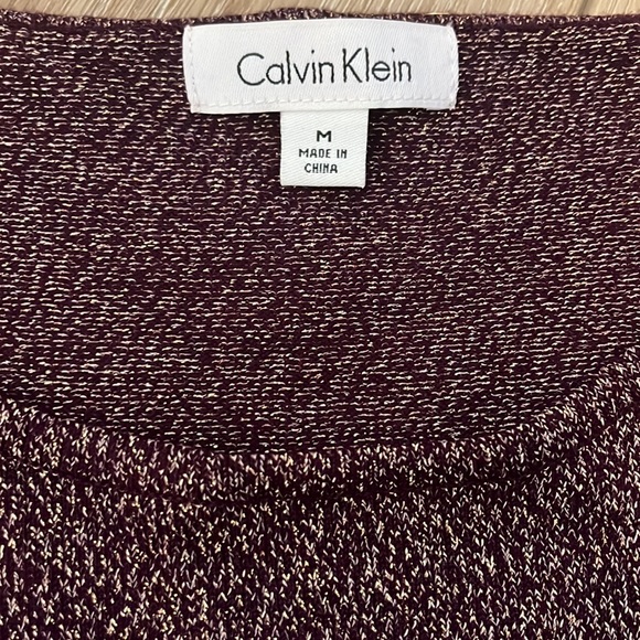 EUC Sz Medium Calvin Klein Thin Purple with Gold Thread Sweater - Picture 4 of 5